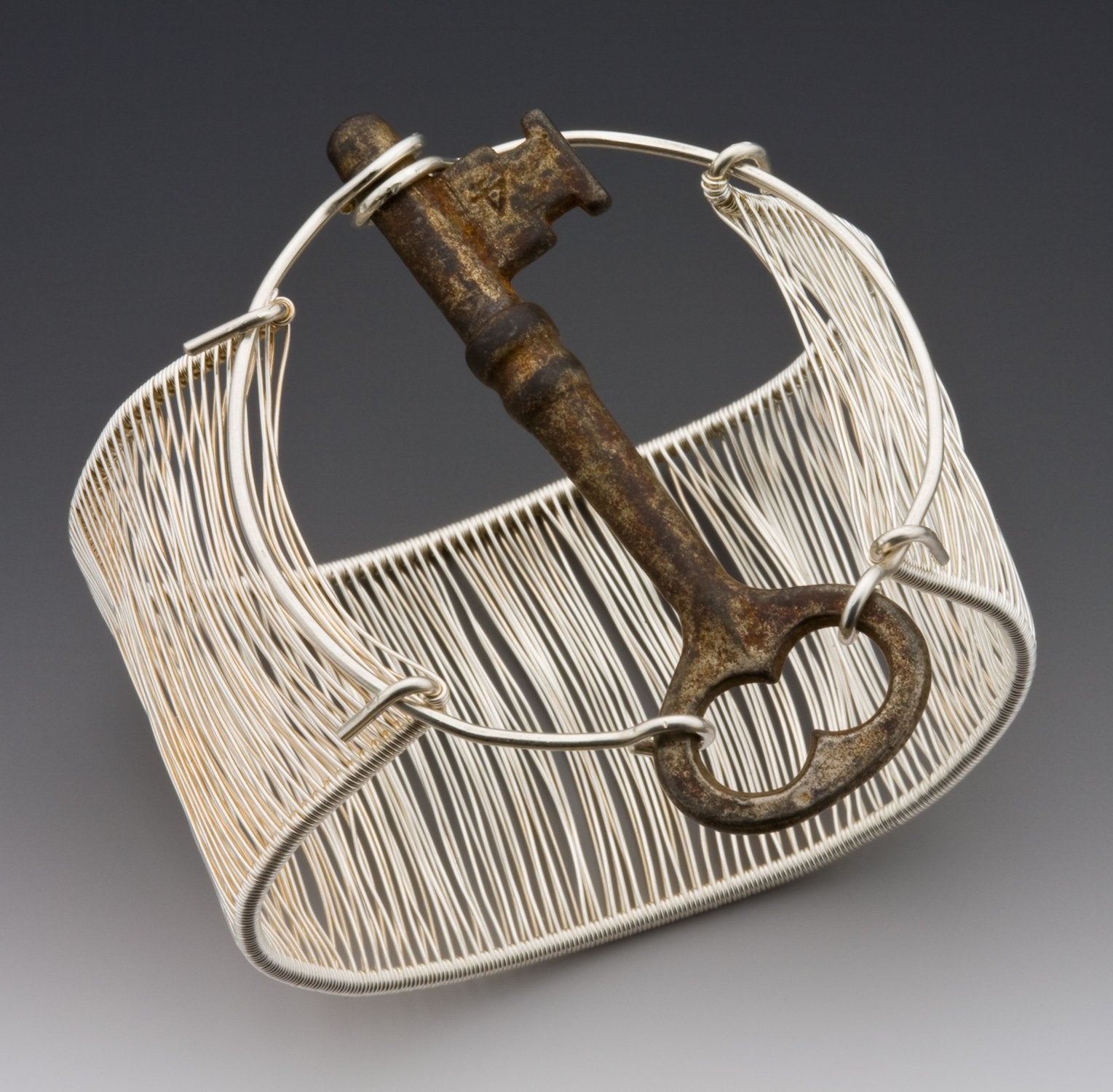 Silver Skeleton Key Cuff Handmade Bracelet Vintage Skeleton Key