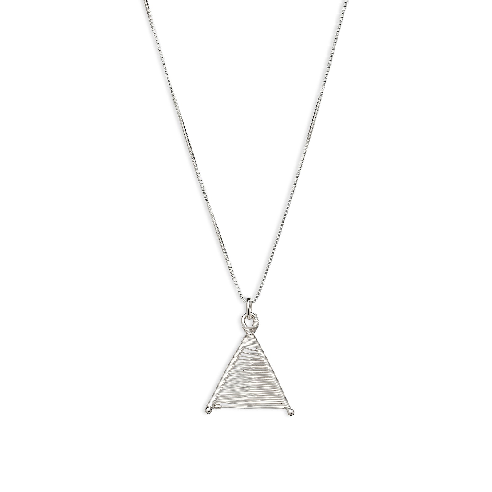 Woven Fine Silver Wishbone Necklace Pendant Necklace
