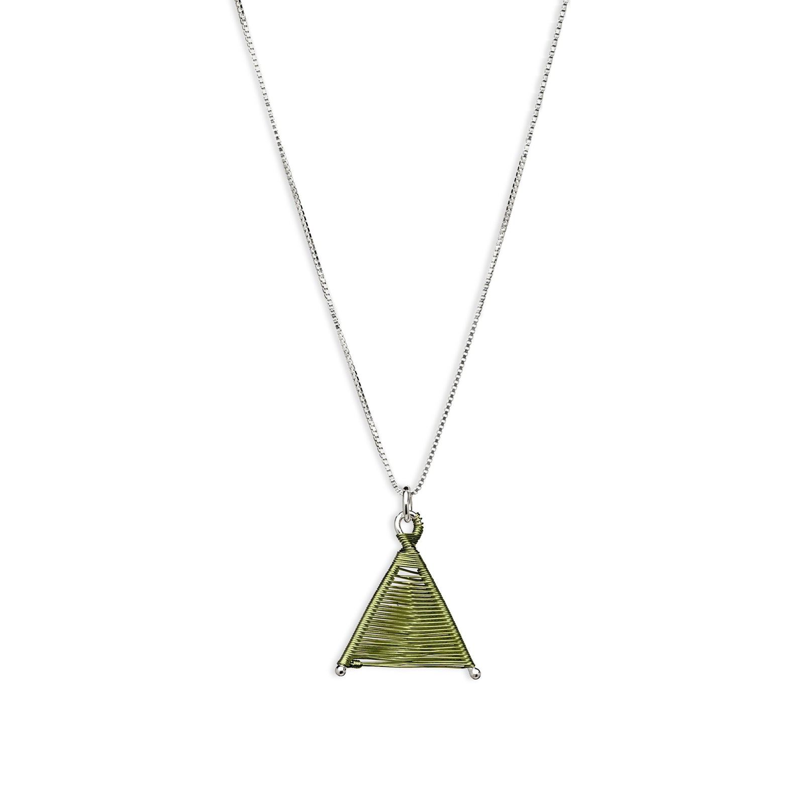 Woven Wishbone Necklace Green Copper and Silver by Original Sin Jewelry