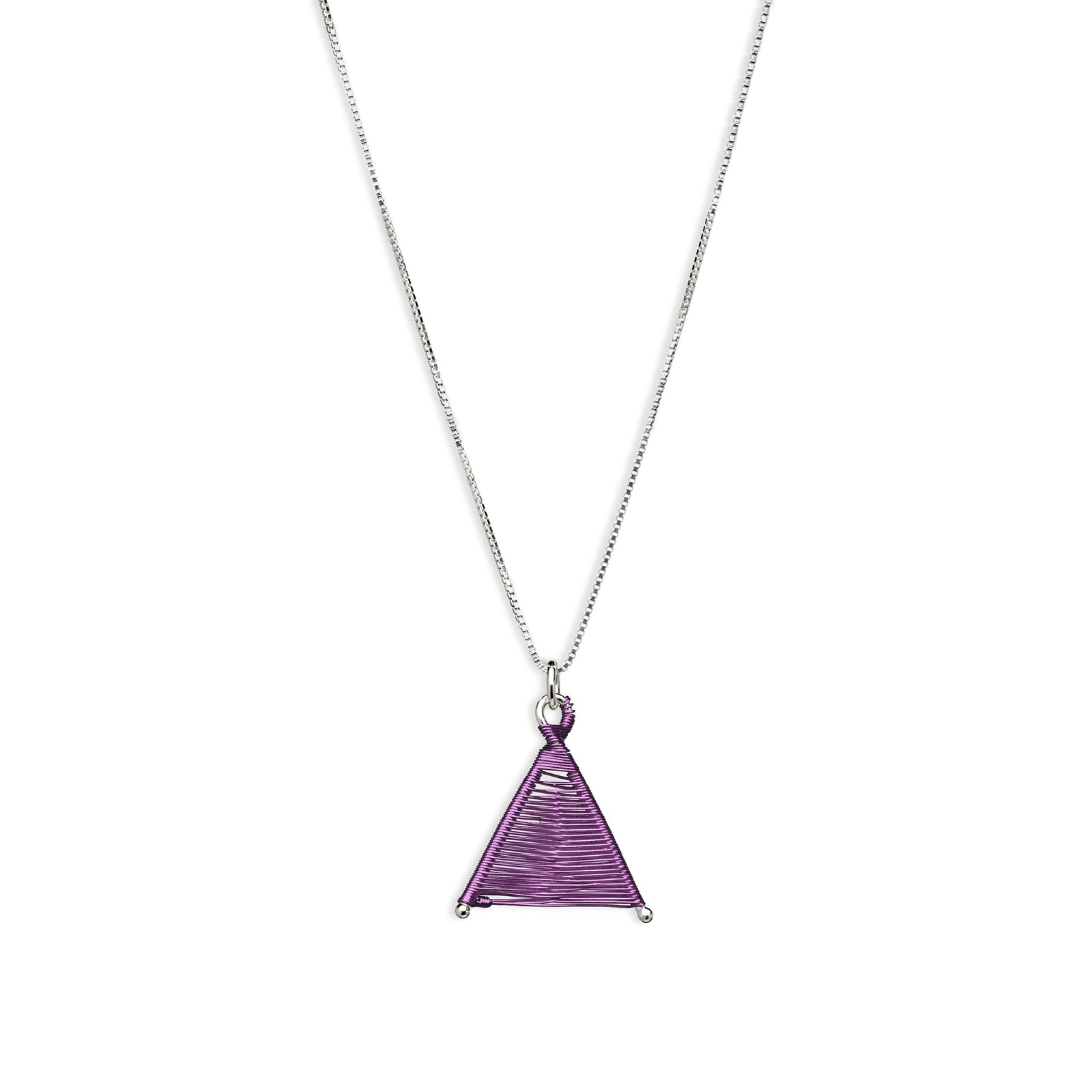 Woven Wishbone Pendant Necklace Purple Copper and Silver by Original Sin Jewelry