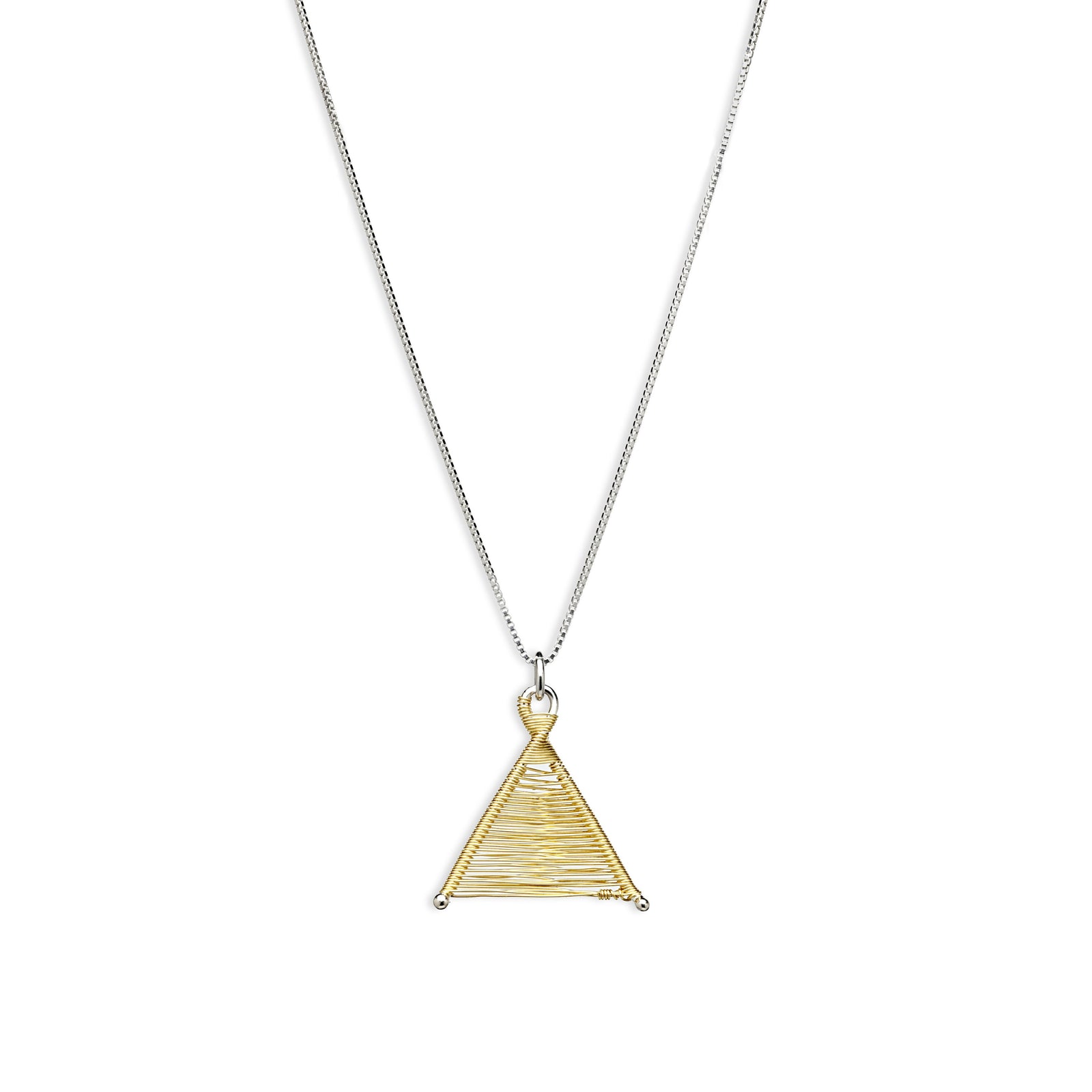 Woven Wishbone Necklace 14k Gold Fill and Silver by Original Sin Jewelry Mixed Metals