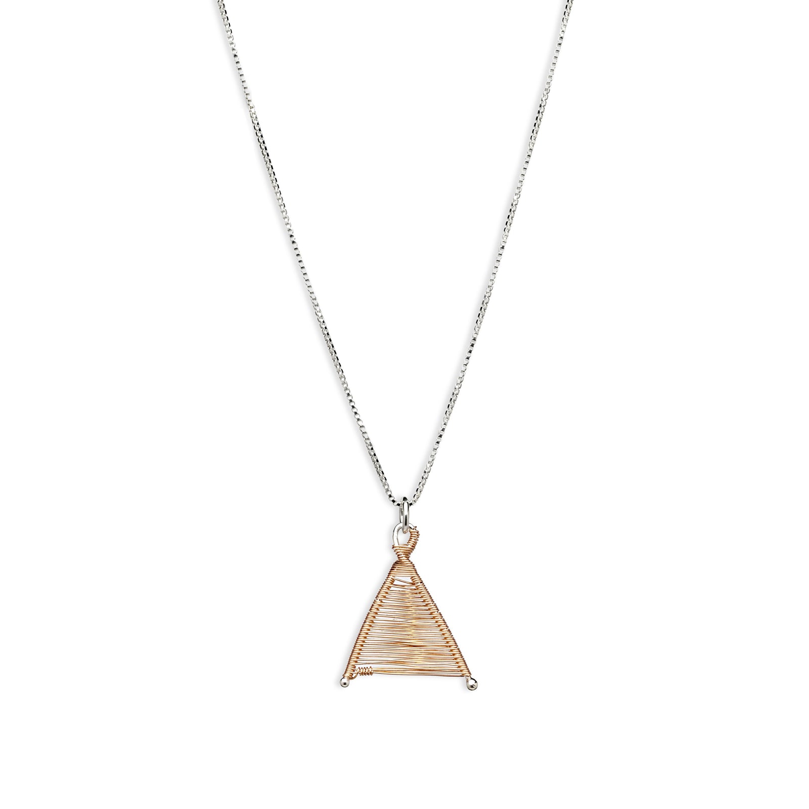 Woven Wishbone Necklace 14k Rose Gold Fill  and Silver by Original Sin Jewelry Mixed Metals