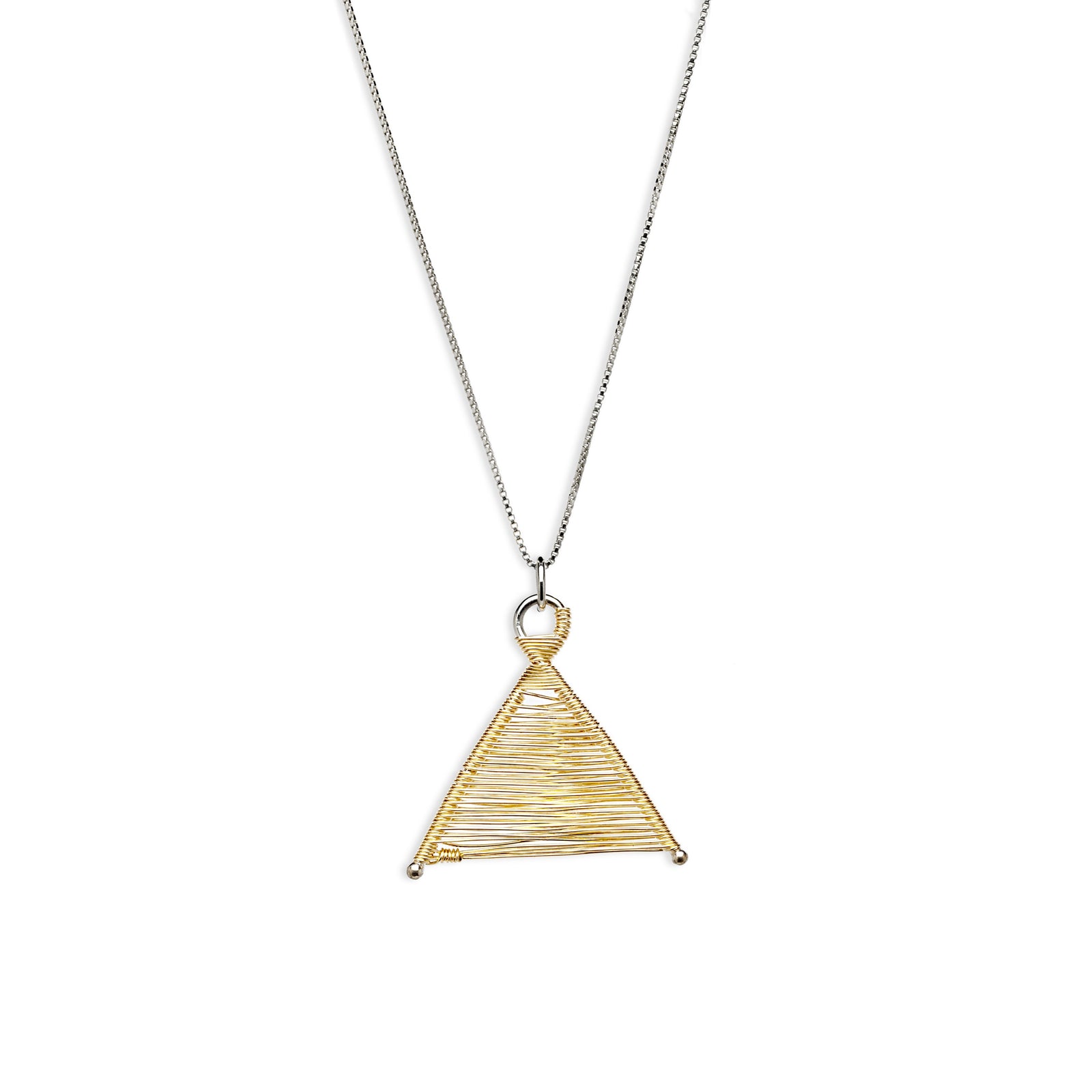 Wishbone Woven 14k Gold Fill Pendant and Silver Necklace by Original Sin Jewelry in Tucson Arizona Mixed Metal