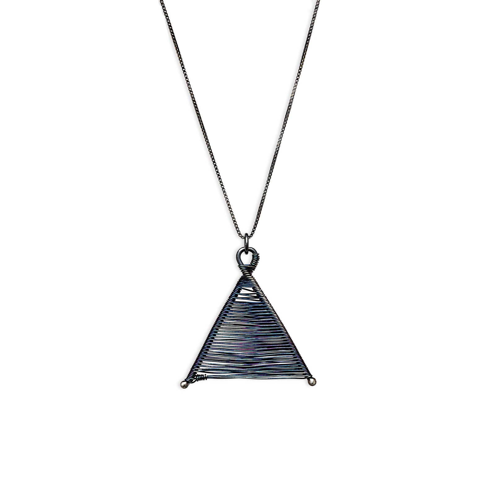 Wishbone Woven Oxidized Silver Pendant and Silver Necklace by Original Sin Jewelry in Tucson Arizona