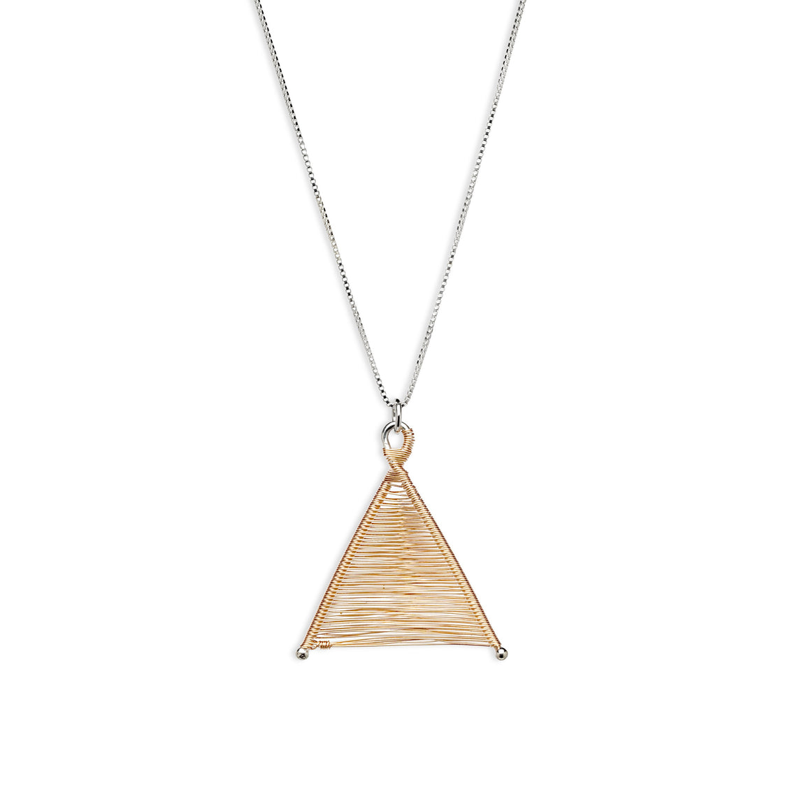 Wishbone Woven 14k Rose Gold Fill Pendant and Silver Necklace by Original Sin Jewelry in Tucson Arizona Mixed Metals