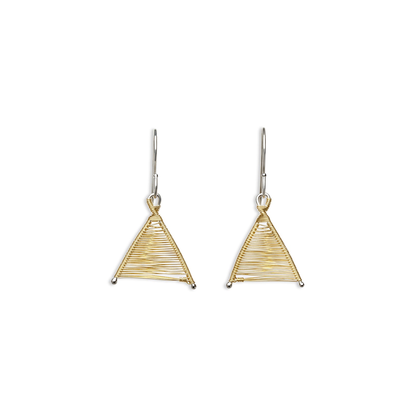 Tiny Woven Wishbone Silver & Gold Mixed Metal Earrings - Original Sin Jewelry