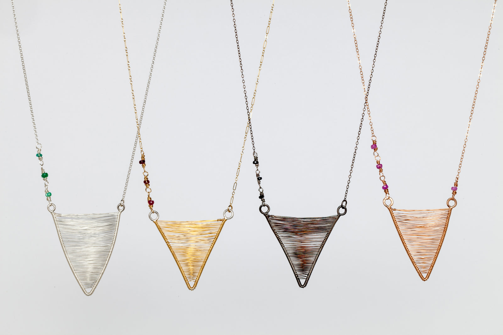 Long Shield Necklace with Stones