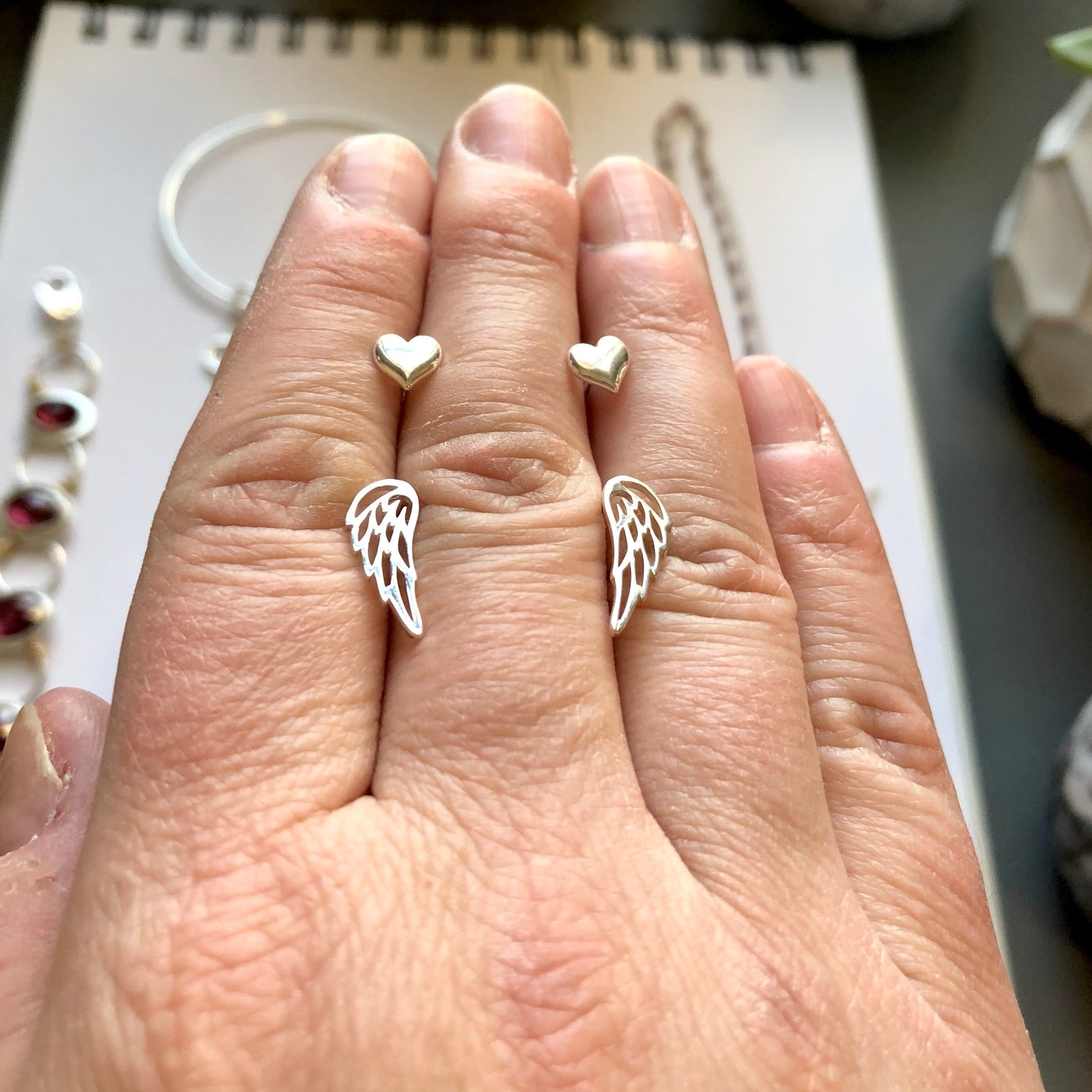 Sterling Silver Angel Wing Studs by Original Sin Jewelry