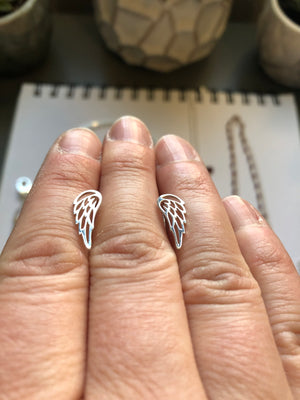 Sterling Silver Angel Wing Studs by Original Sin Jewelry
