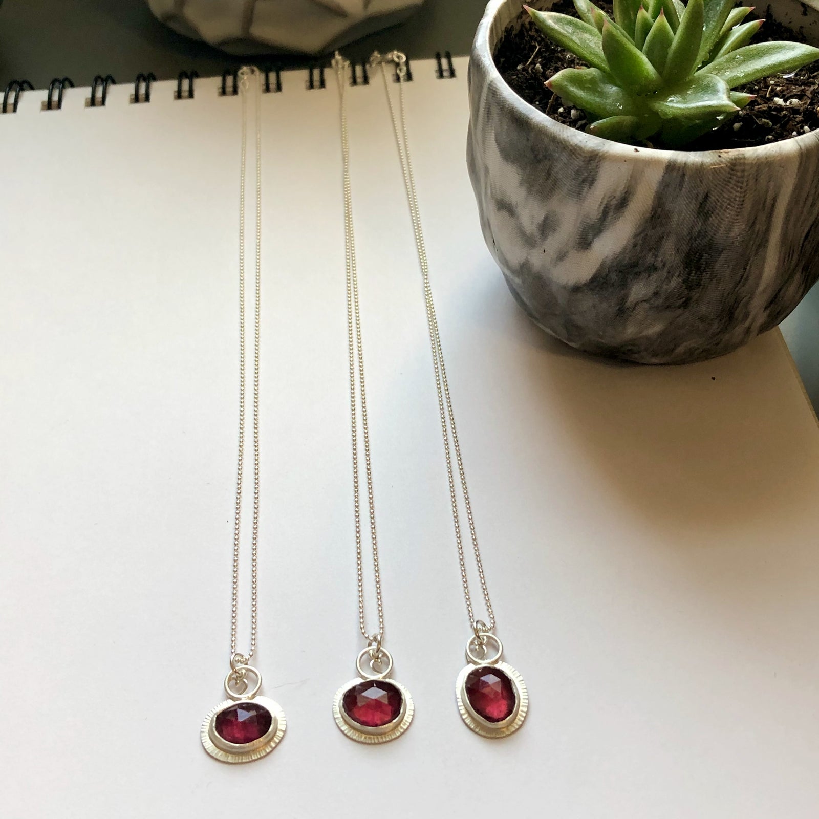 Original Sin Jewelry Rose Cut Rhodolite Garnet Focus Silver Necklaces