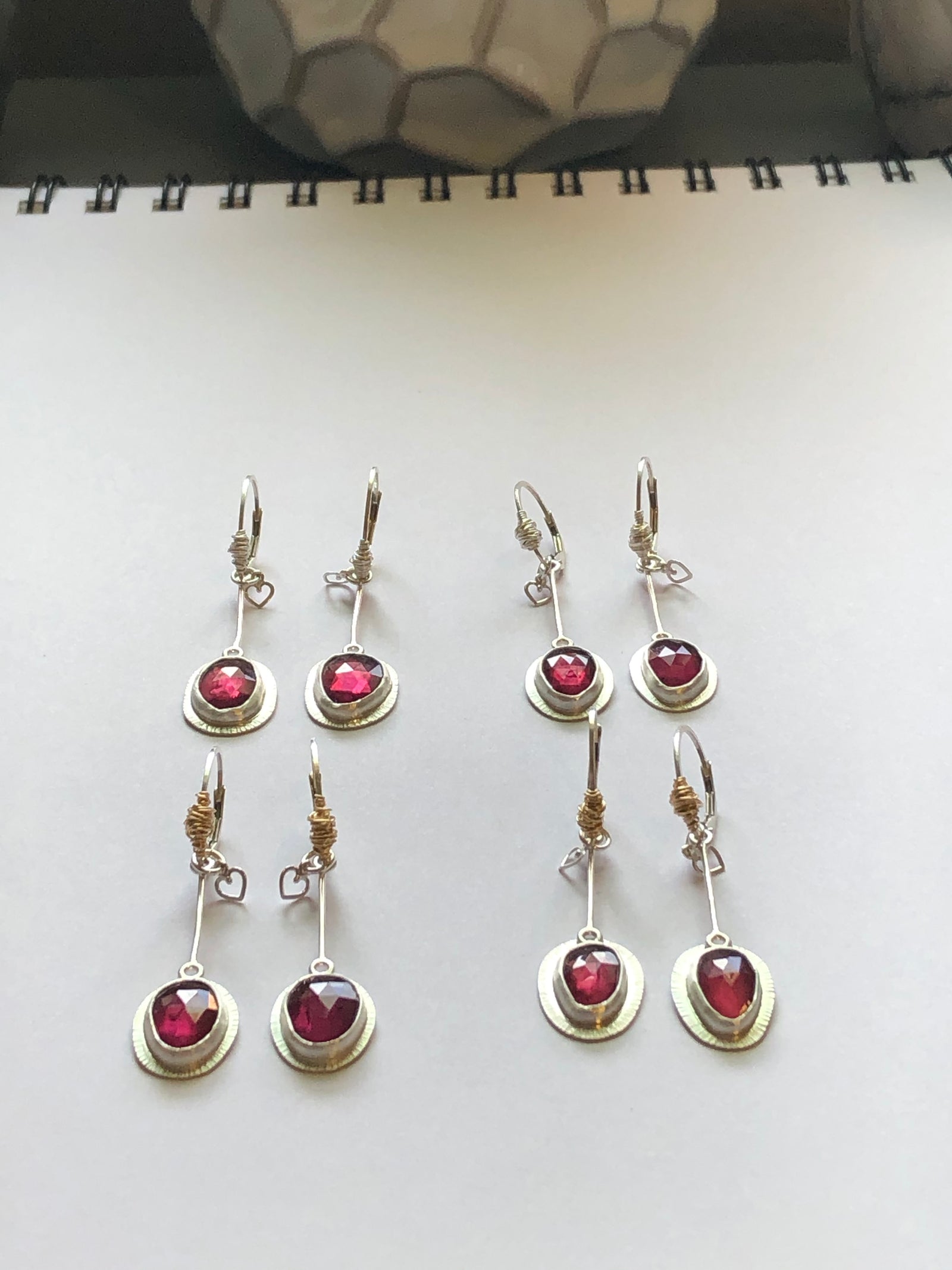 Rhodolite Garnet January Birthstone Pendulum Nest Earring by Original Sin Jewelry in Tucson AZ