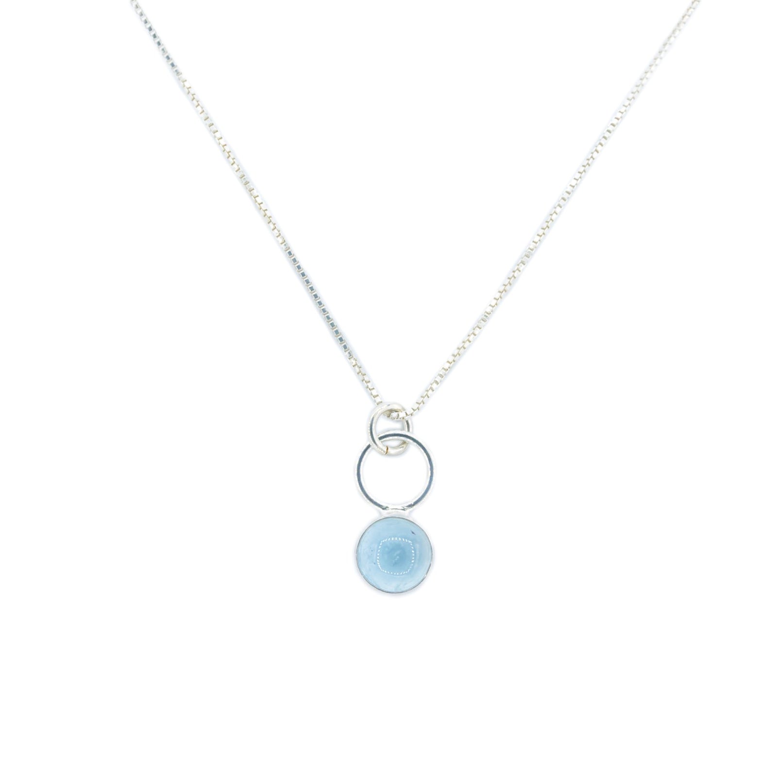 Aquamarine Drop Necklace by Original Sin Jewelry in Silver