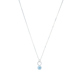 Silver Necklace with Aquamarine Drop by Original Sin Jewelry
