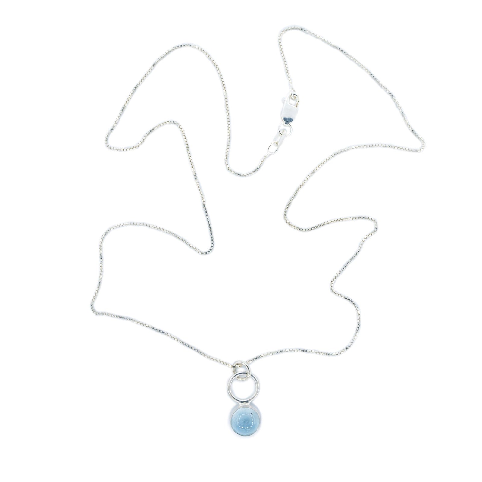 Aquamarine Drop Necklace by Original Sin Jewelry in Silver