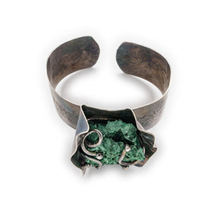 OSJ's Malachite and Textured Silver Oxidized Bracelet