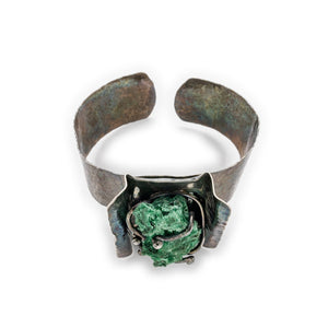 Hammered Cuff with Malachite Specimen by OSJ