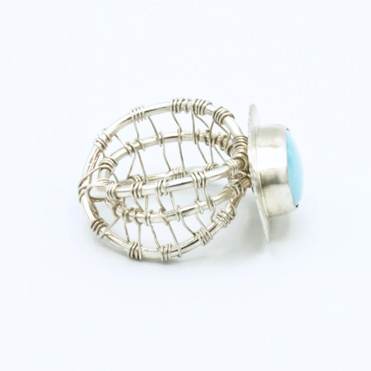 Brooke - Sleeping Beauty Turquoise Woven Nest Ring - Original Sin Jewelry