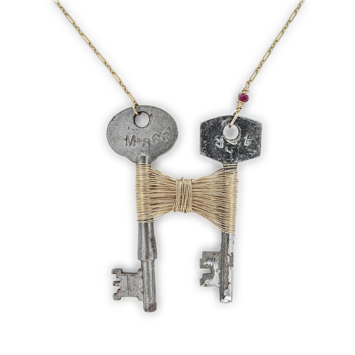 Skeleton Key and Gold Woven Necklace by Original Sin Jewelry