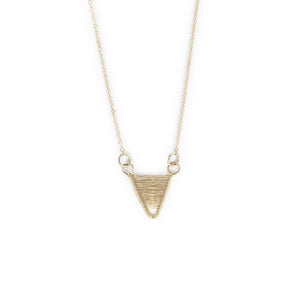 Hand Woven 14k Gold Tiny Shield Necklace by OSJ