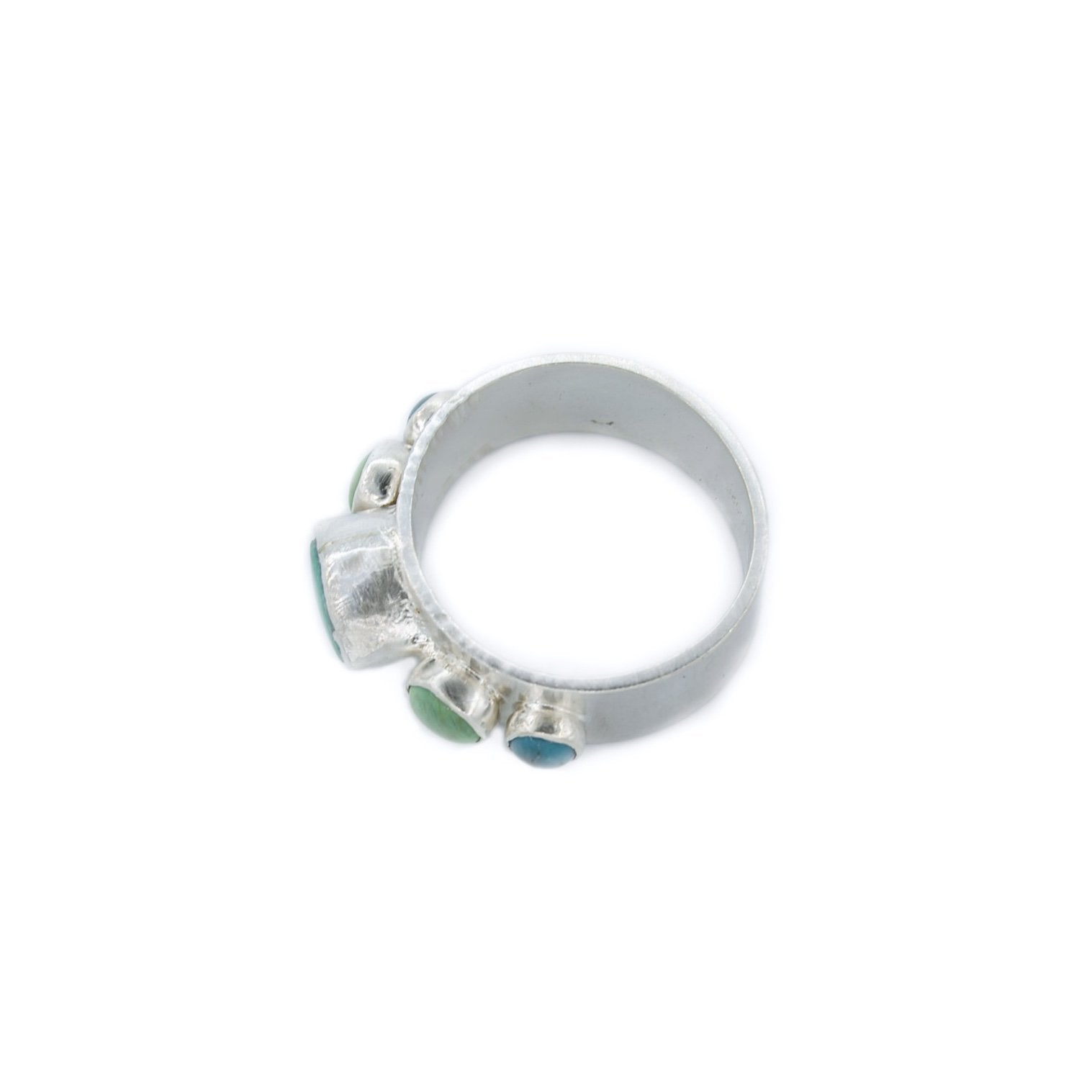 5 Stone Wedding Band Style Ring in Turquoise and Silver by Original Sin Jewelry