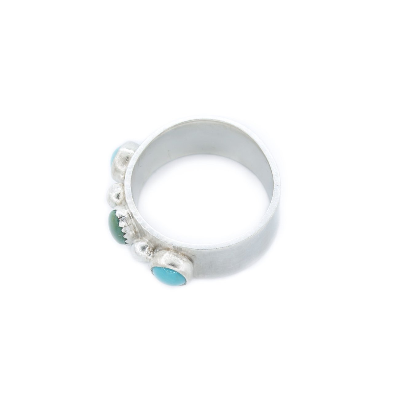 Green and Blue Turquoise and Silver Ladies Wedding Band Style Ring by OSJ