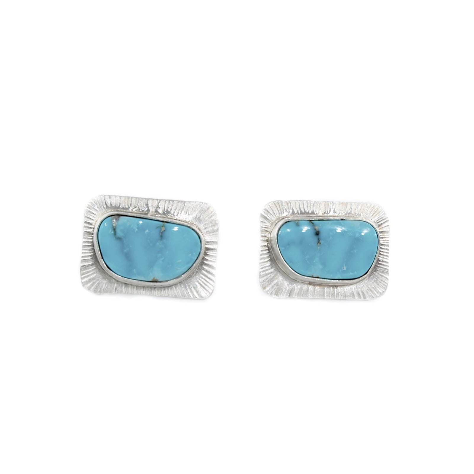 Turquoise and Silver Cuff Links by Original Sin Jewelry