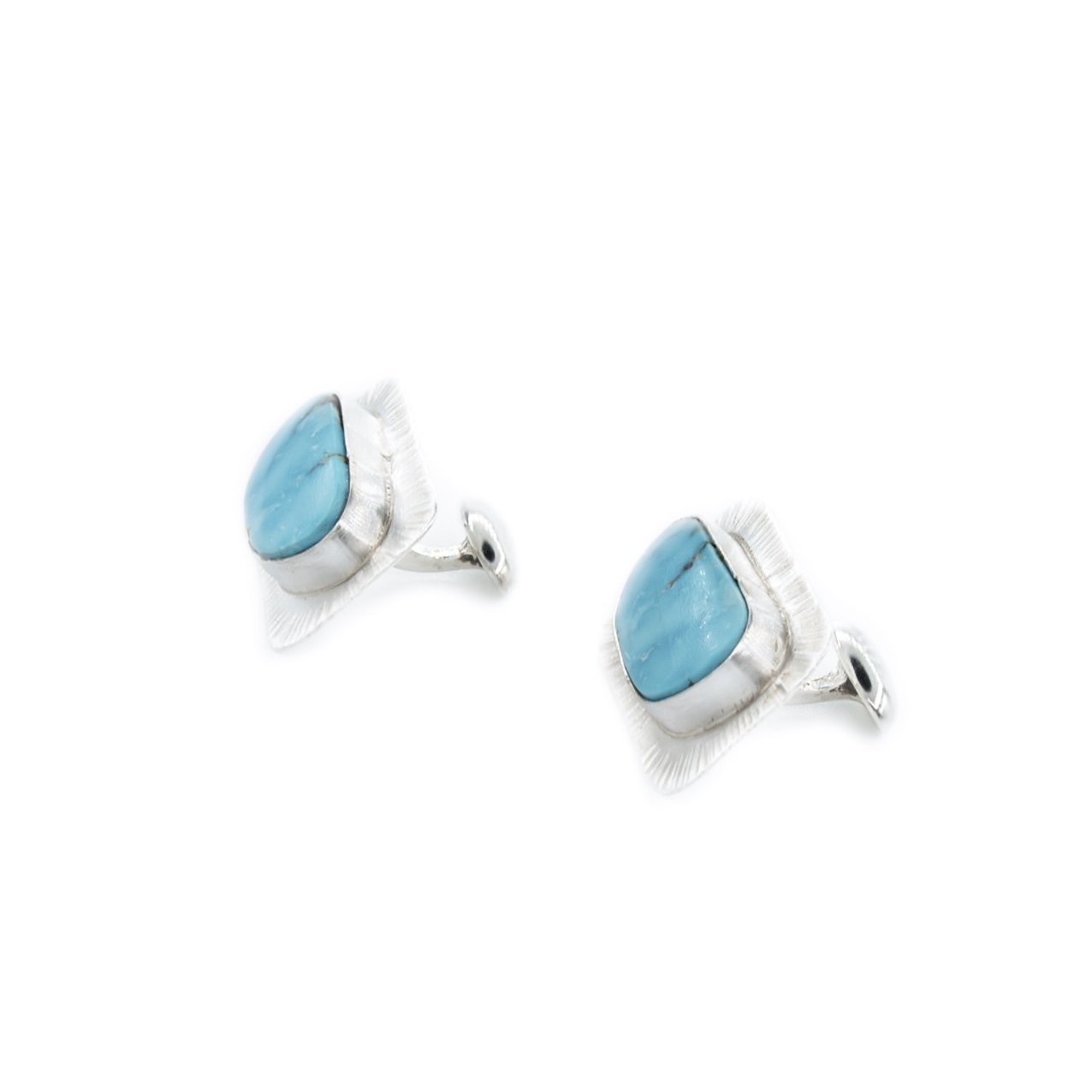 Turquoise and Silver Cuff Links by Original Sin Jewelry