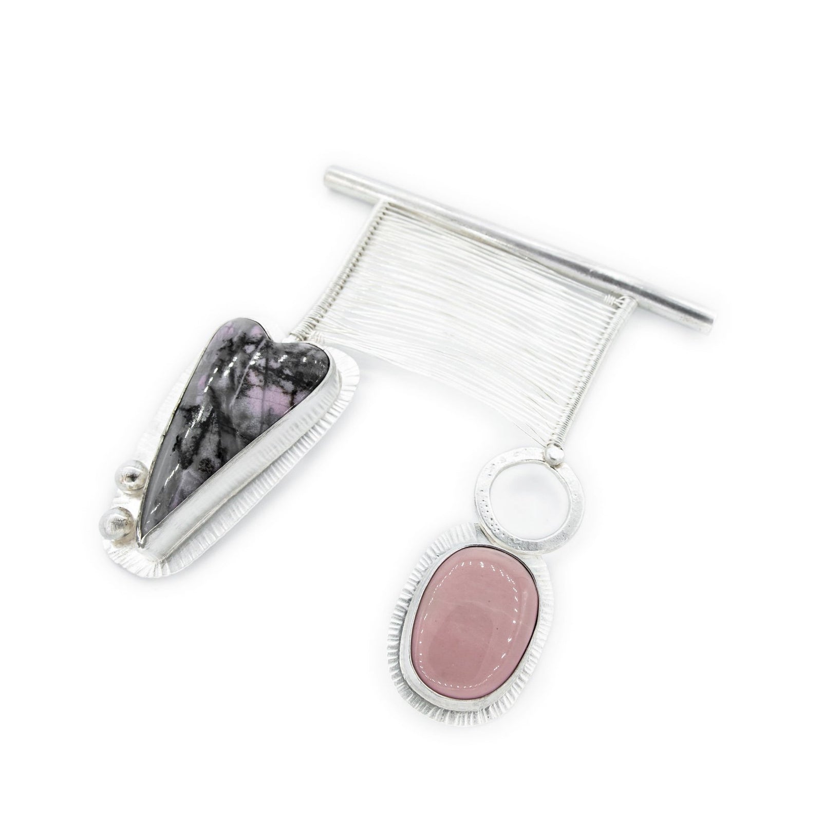 Rhodonite and Opal Woven Bridge Necklace by Original Sin Jewelry