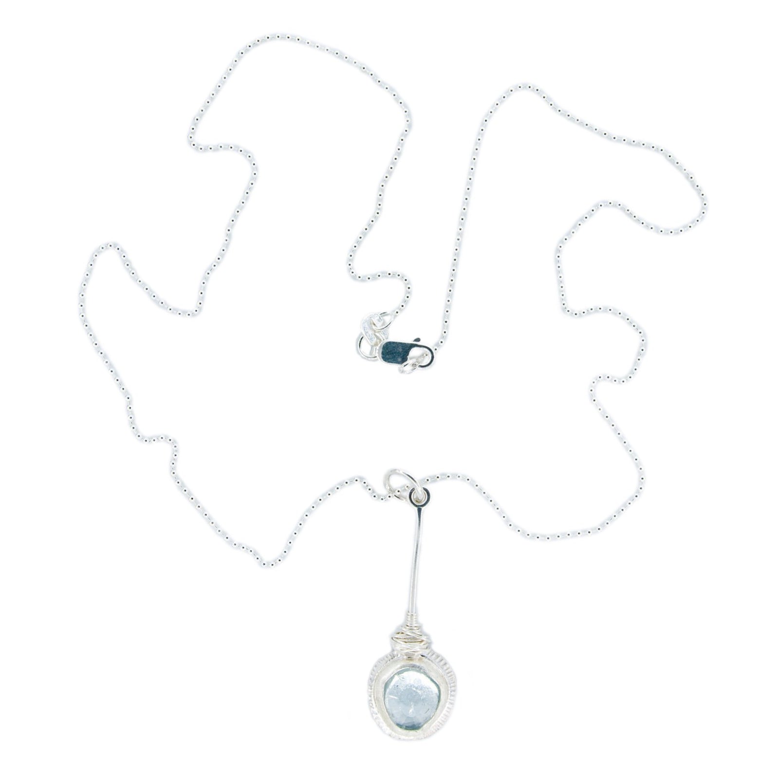 Silver Necklace with Aquamarine by OSJ