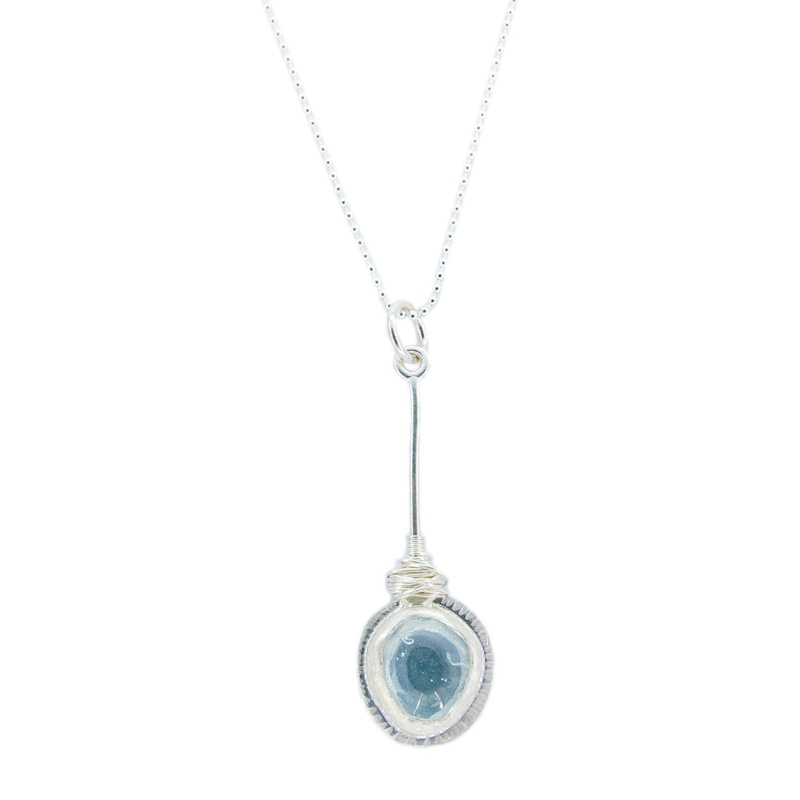 Silver Necklace with Aquamarine by OSJ