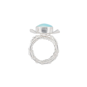 Woven Silver Nest Ring by Original Sin Jewelry with Turquoise