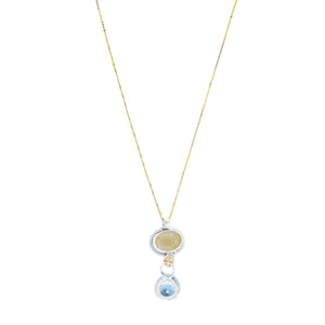 Rutile Quartz and Aquamarine Necklace in Mixed Metals by Original Sin Jewelry