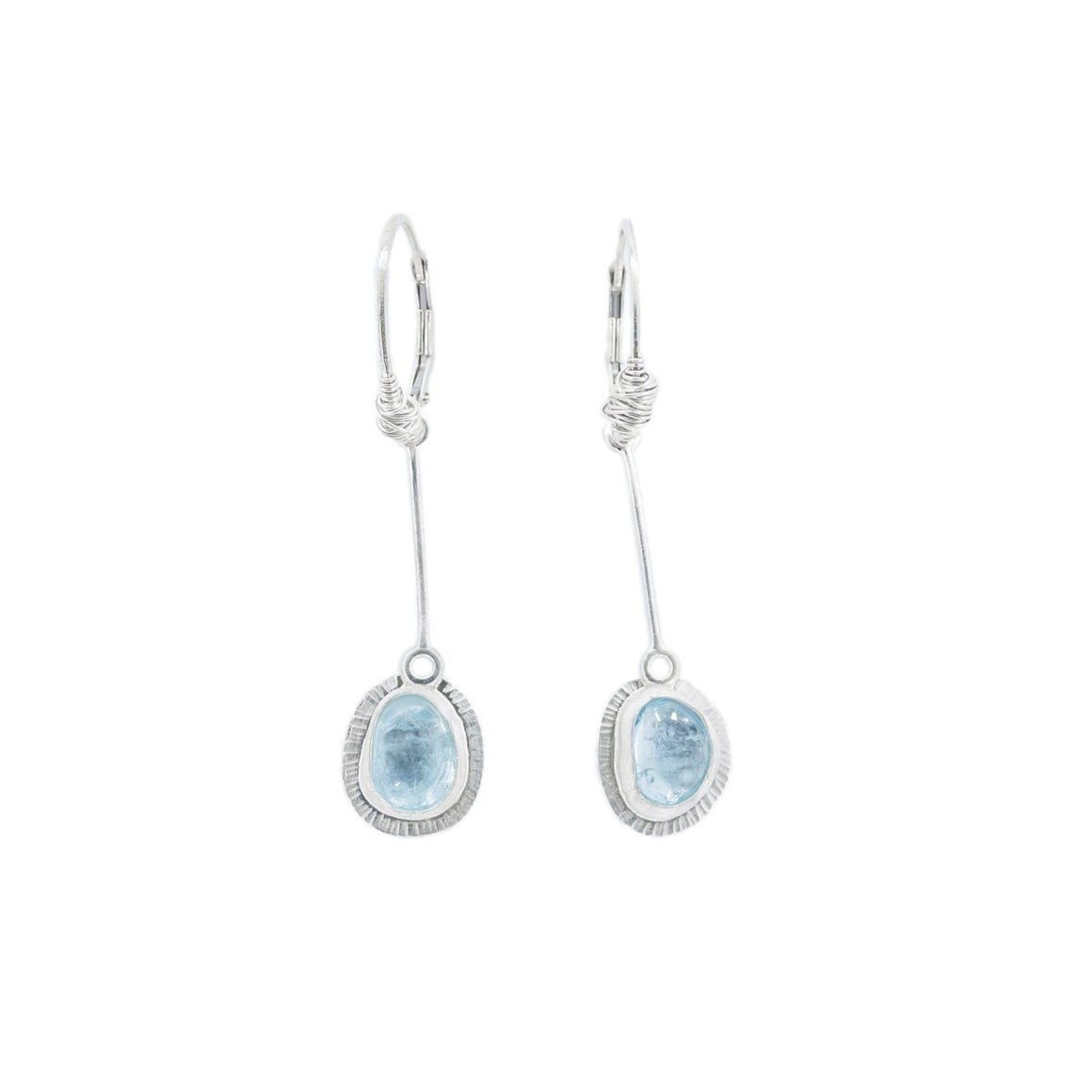 Aquamarine Pendulum Earrings in Silver by Original Sin Jewelry