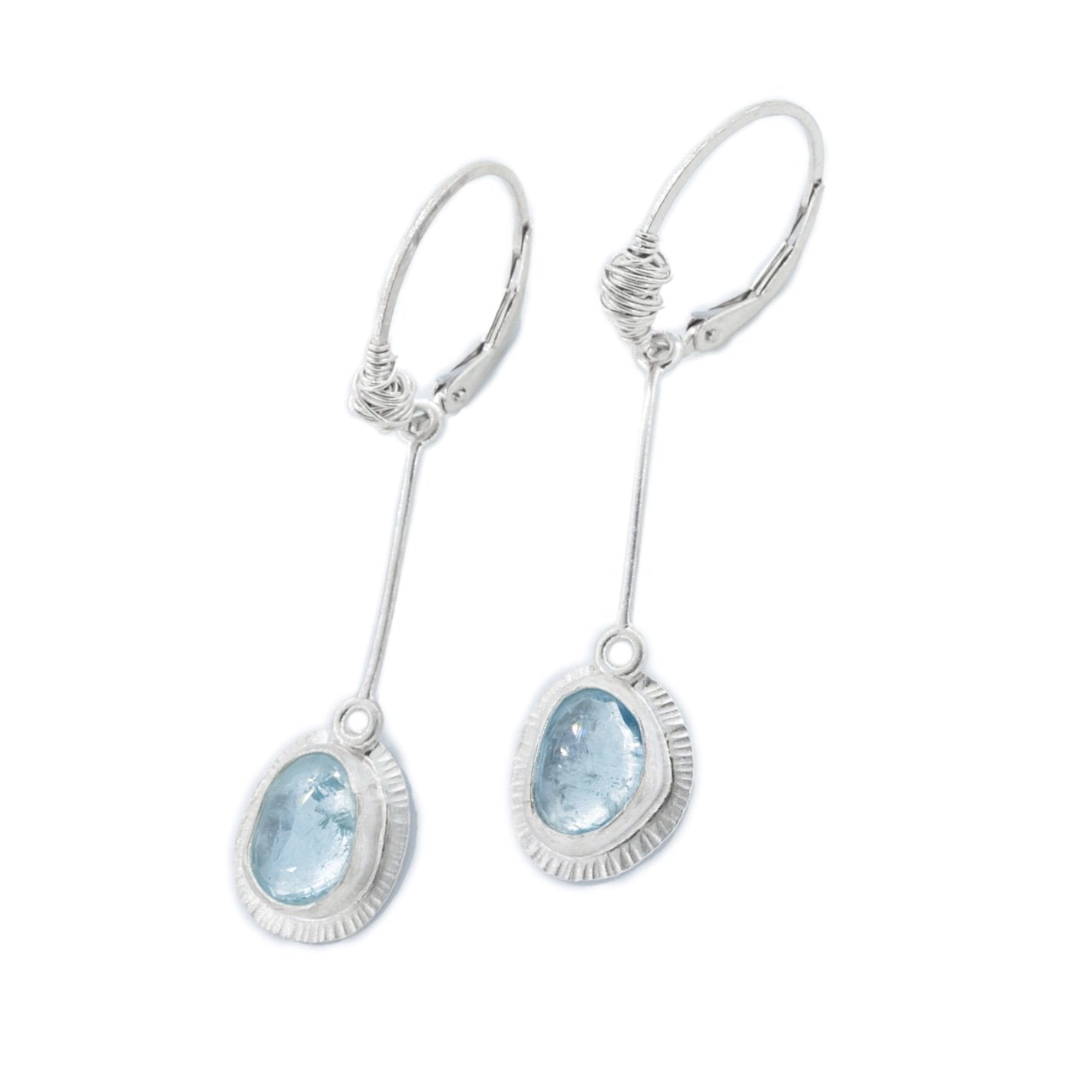Aquamarine Pendulum Earrings in Silver by Original Sin Jewelry