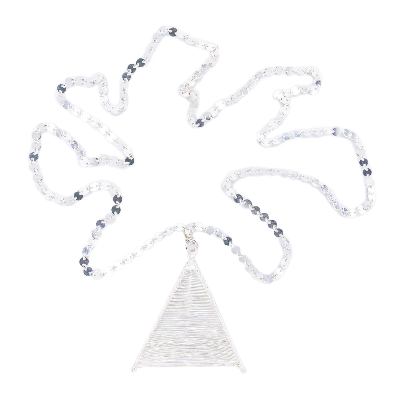 Hand Woven Silver Wishbone Pendant by Original Sin Jewelry