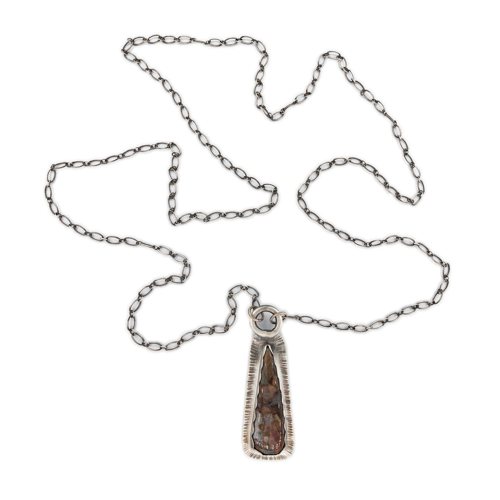 Pietersite Pendant in Oxidized Silver on 28 inch Necklace by Original Sin Jewelry 