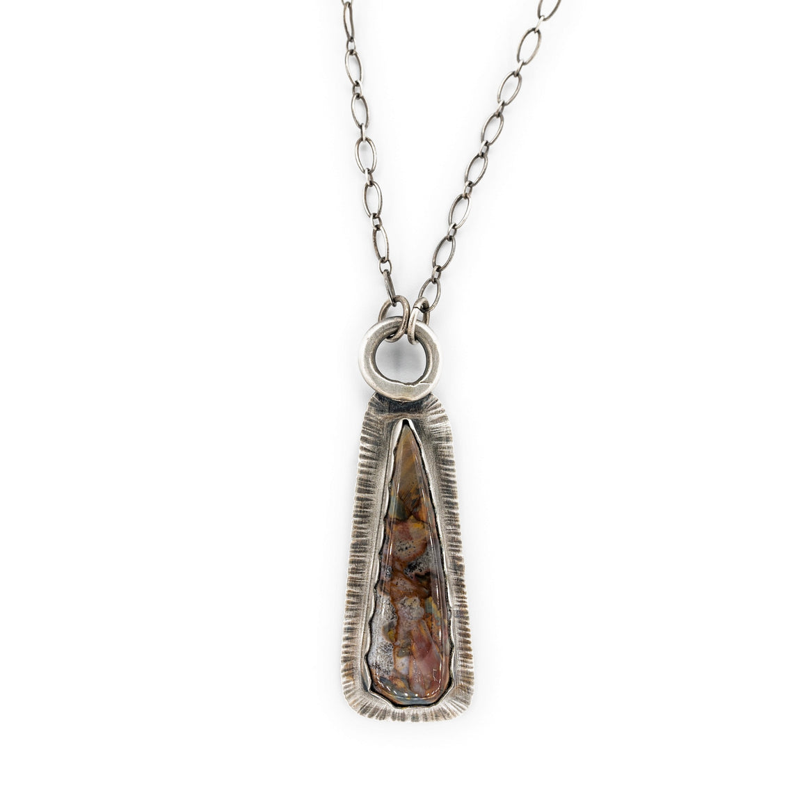 Pietersite Pendant in Oxidized Silver on 28 inch Necklace by Original Sin Jewelry 
