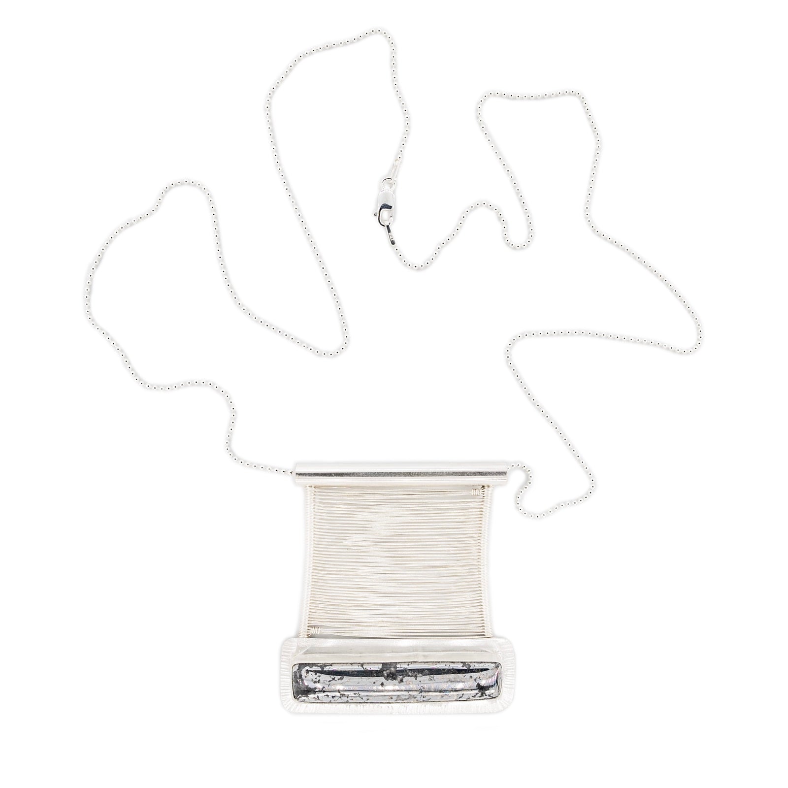 Native Silver Woven Fine Silver Bridge Pendant on Sterling Silver Necklace by Original Sin Jewelry