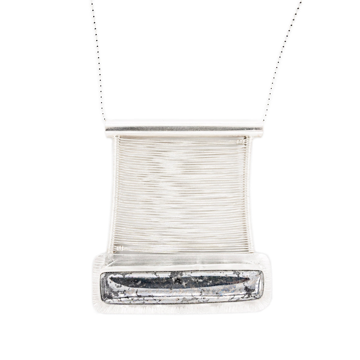 Native Silver Woven Fine Silver Bridge Pendant on Sterling Silver Necklace by Original Sin Jewelry