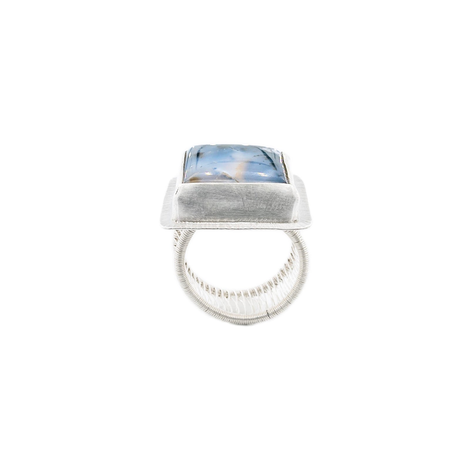 Dendritic Agate Fine Silver woven Adjustable Ring by Margaret at Original Sin Jewelry 