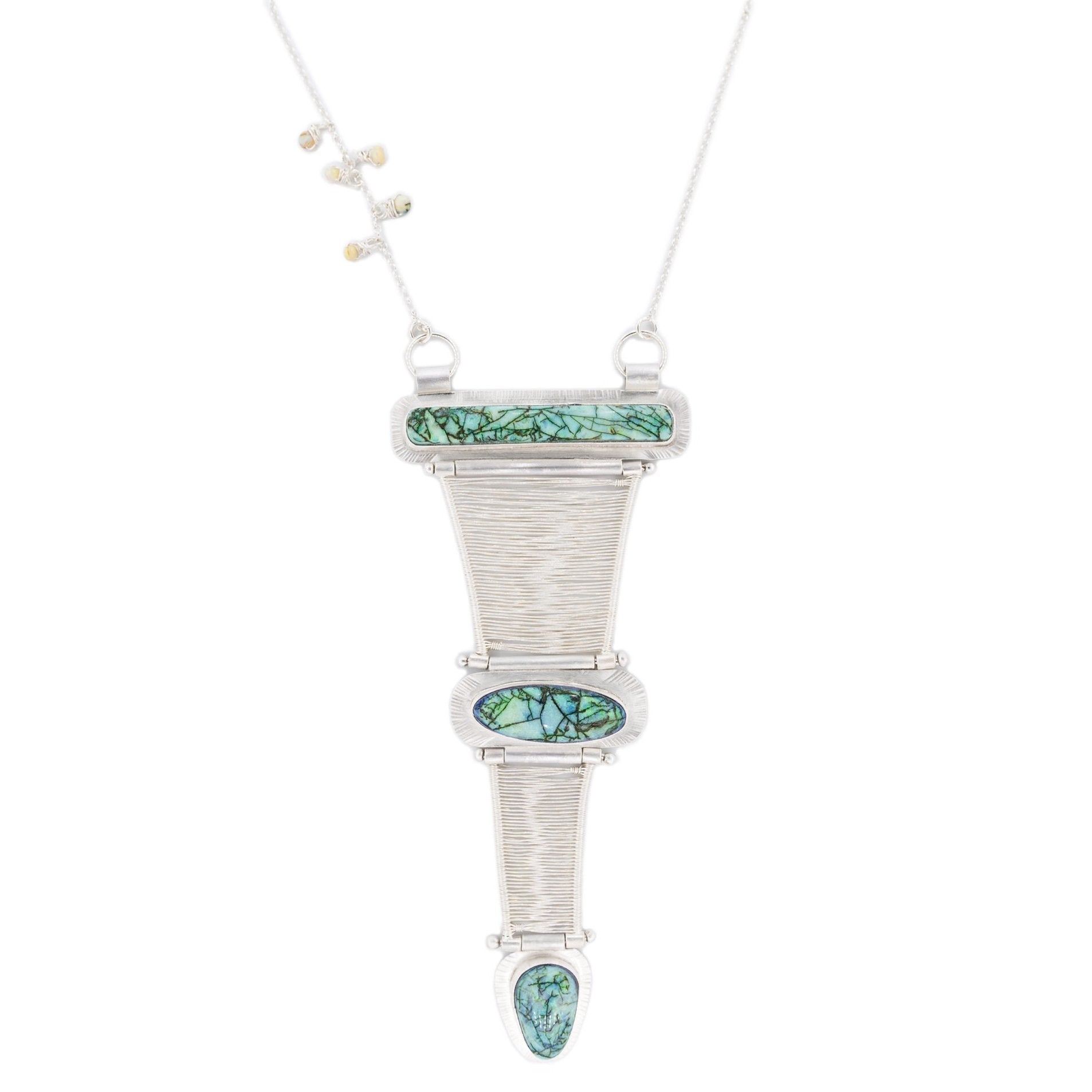 Loretta Triple Opal Hinged Woven Silver Bridge Necklace Original loretta-triple-opal-hinged-woven-silver-bridge-necklace-original