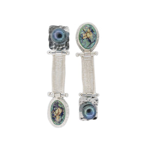 Opal and Pearl Woven Fine Silver Topsy Turvy Earrings by Original Sin Jewelry