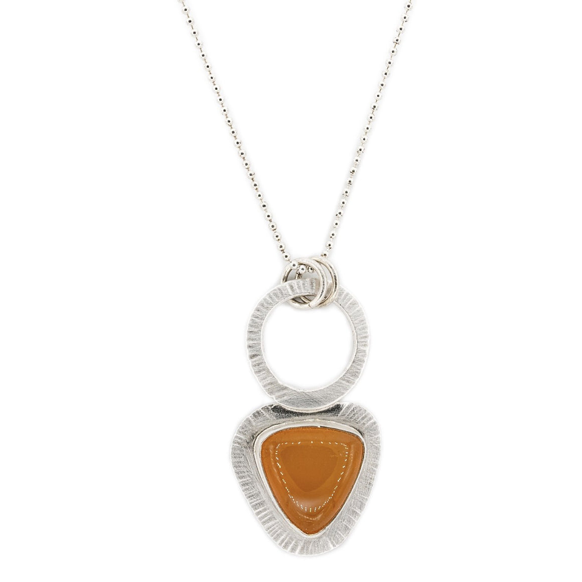 orange Oregon Fire Opal harvest circle radiant texture Focus necklace by Original Sin Jewelry