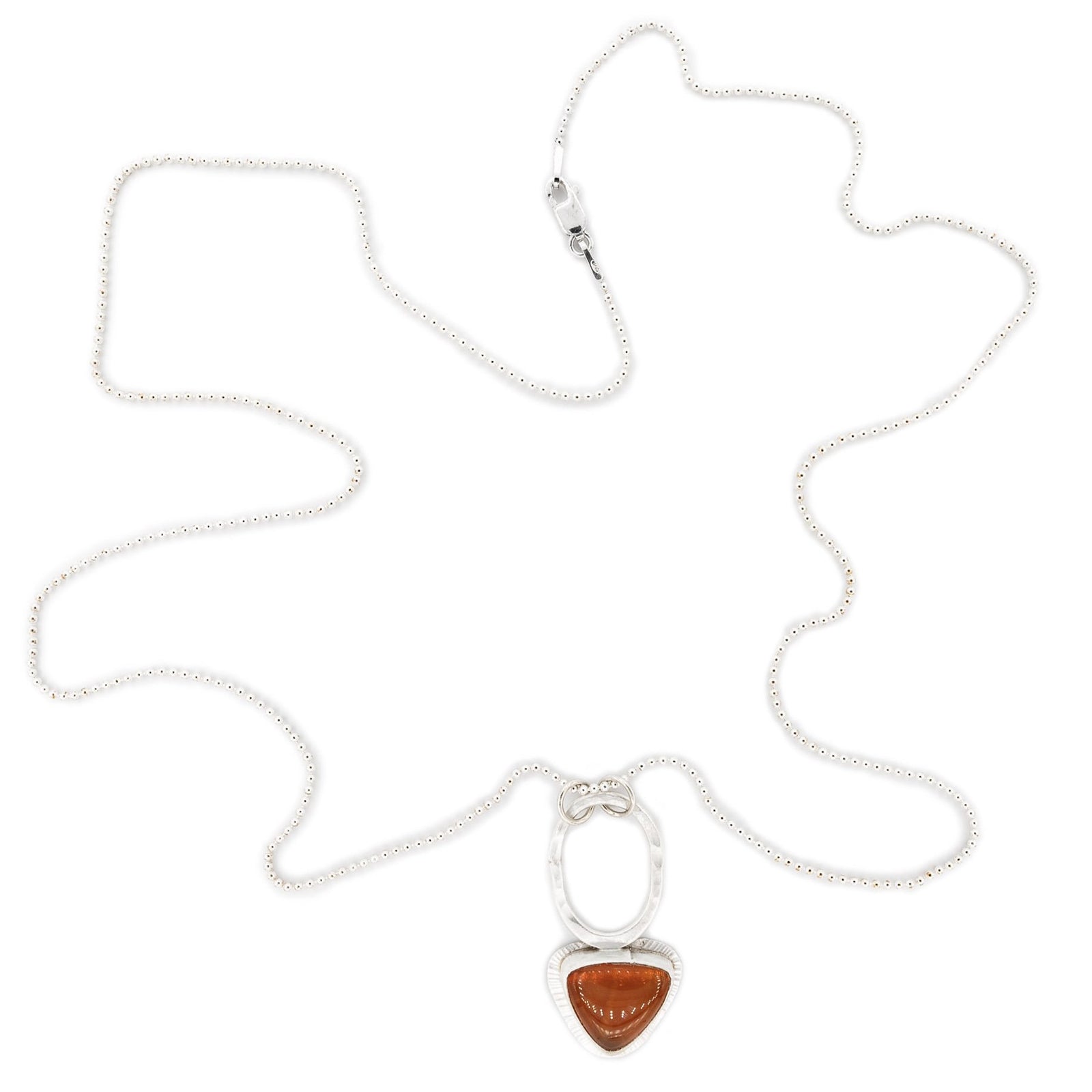 Red Orange Fire Opal in Fine Silver Focus Necklace by Original Sin Jewelry