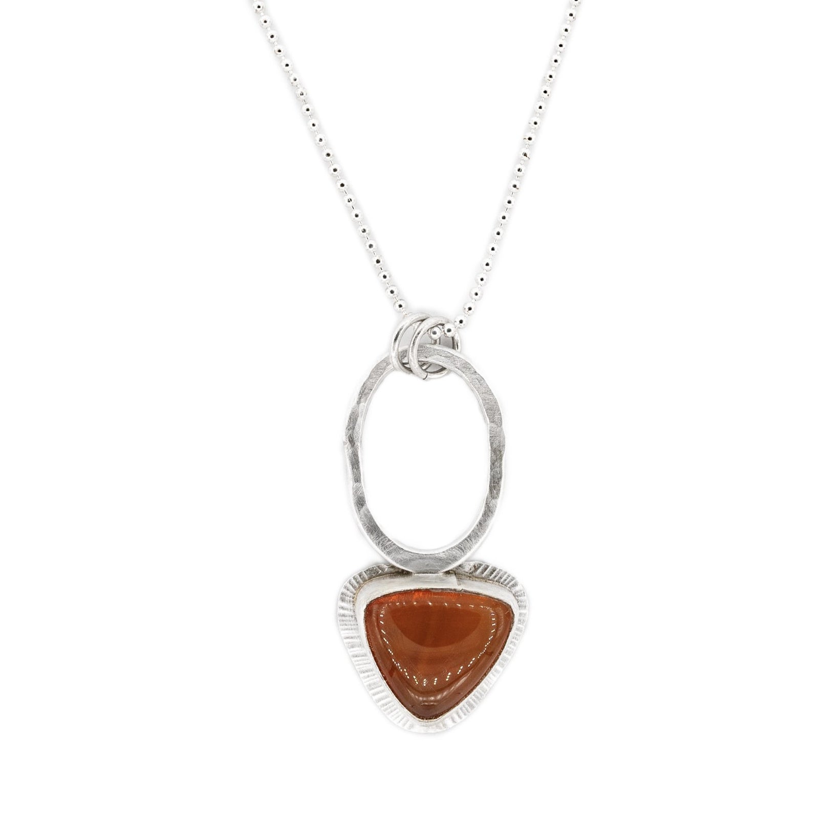 Red Orange Fire Opal in Fine Silver Focus Necklace by Original Sin Jewelry