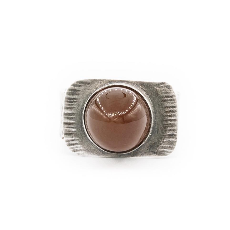 bullet shaped Oregon fire opal ring in oxidized silver by Original Sin Jewelry