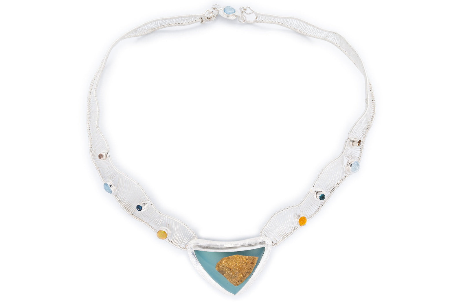 Chalcedony Druze Starry Night Woven Neckpiece by Original Sin Jewelry